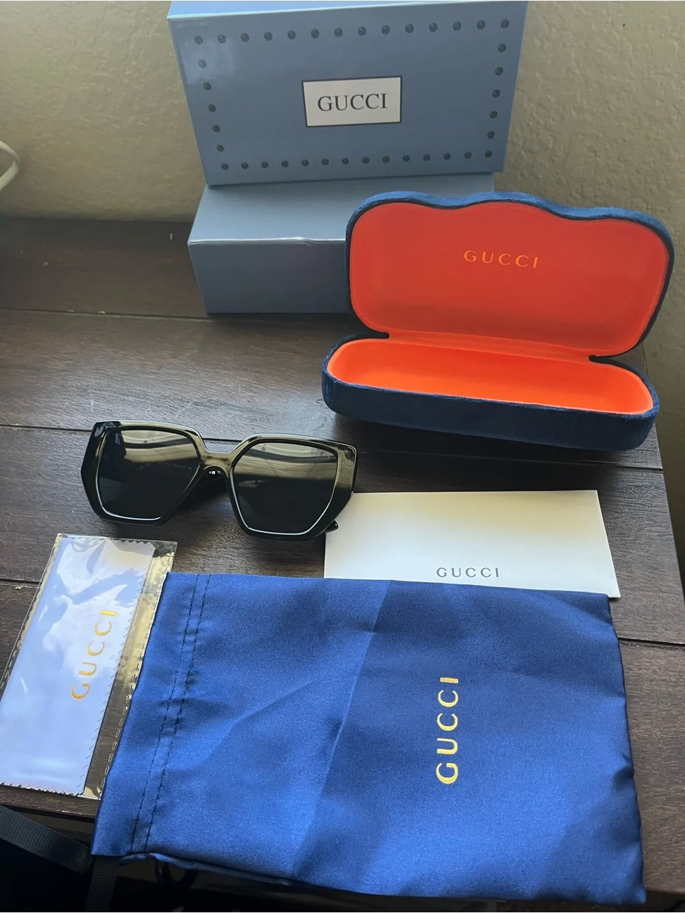 Black Wide-Arm GG Logo Sunglasses